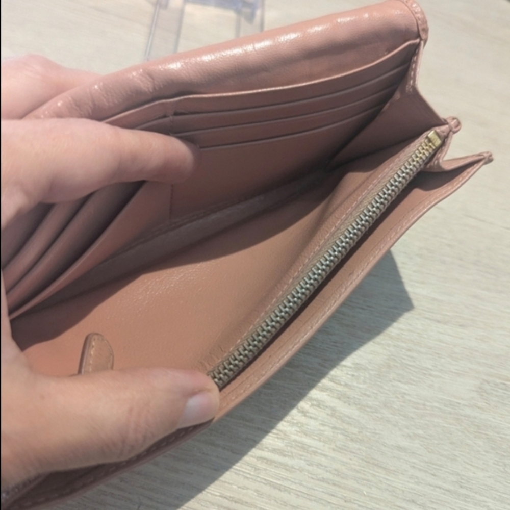 COA Prada Madras Woven Leather Continental Wallet in Blush Pink - Picture 12 of 16